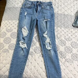 Aeropostale Medium Blue Ripped Skinny Jeans
